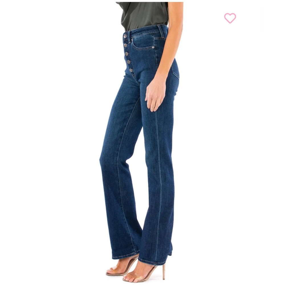 High waisted Pistola flare jeans with front buttons